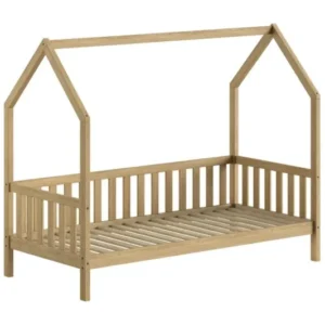 VIPACK - Lit Nature Avec Grille 90 X 200 cm Chêne