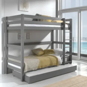 VIPACK - Lit Superposé (H 180cm) PINO 90 X 200 cm Gris