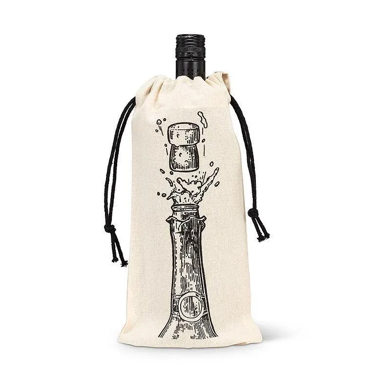 Pop! Champagne Cork Bottle Tote 6x12"L Cotton